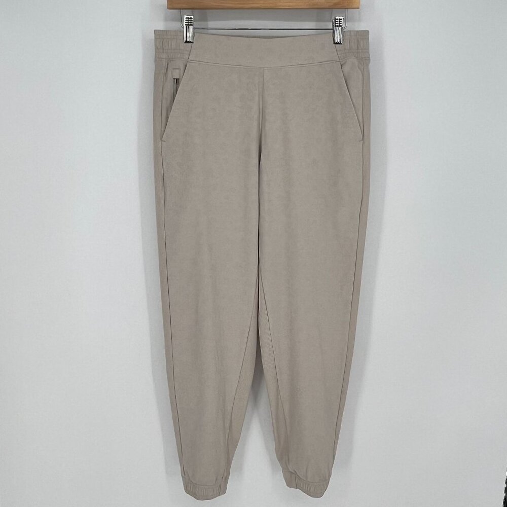 Athleta Womens Brooklyn Textured Jogger Pant Size 10 Beige Mid Rise Pull On